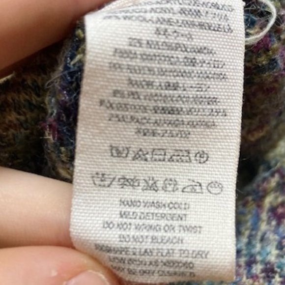 Free People Long Green and White Patterned Bohemian Sweater Size XS - Picture 8 of 11